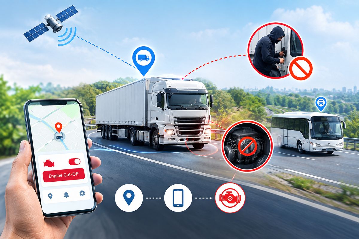 Truck immobilised by remote engine cut-off from the Bharat Tracker app after a theft attempt