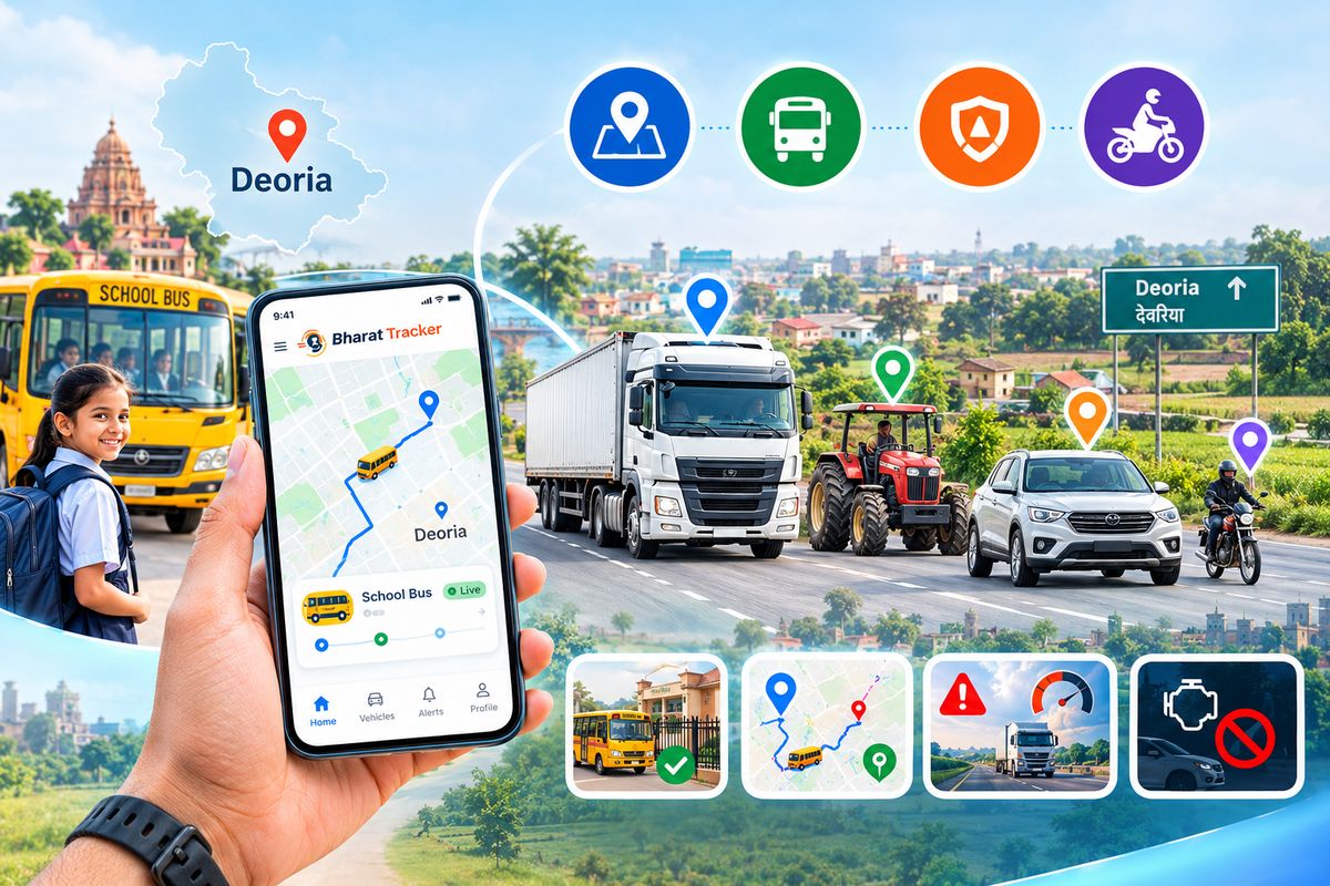 GPS tracking for bikes, pickups and school vans in Barhaj, on the Saryu in Deoria district