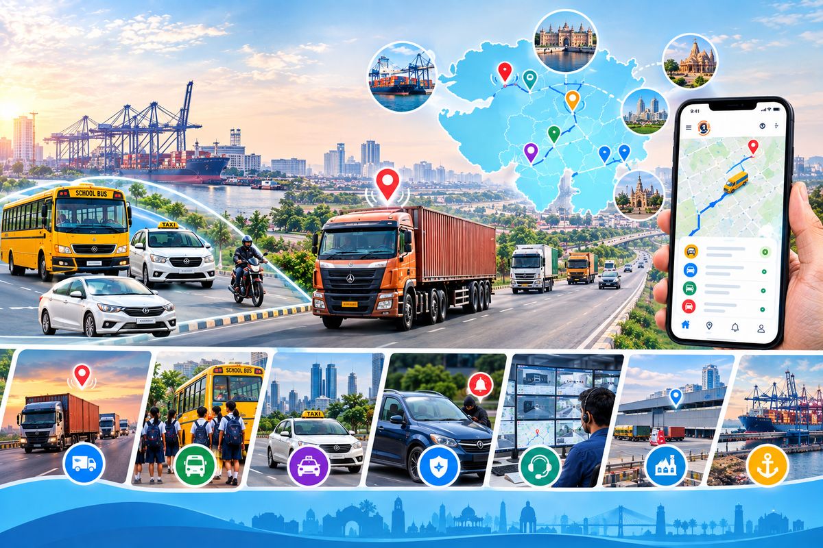 GPS tracking for trucks, port container fleets and school buses across Gujarat
