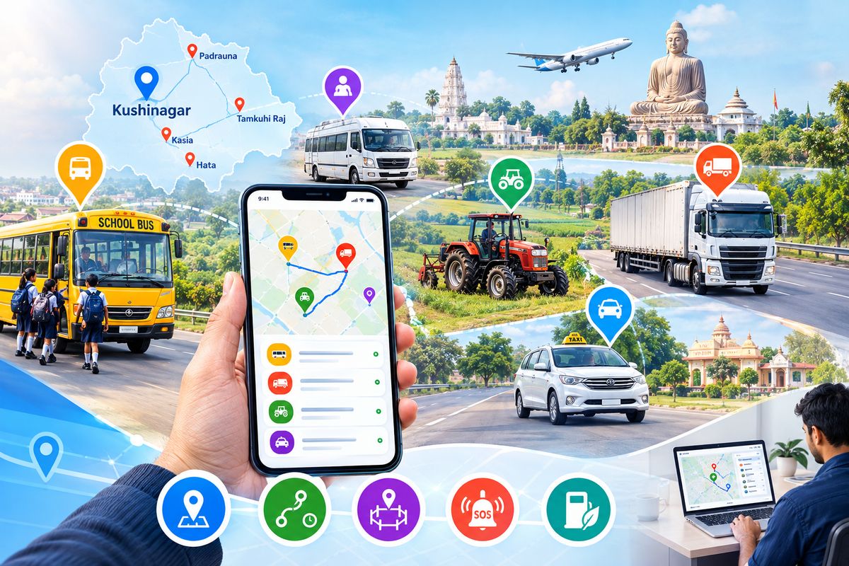 GPS tracking for cane trucks and tractors around the sugar mill at Khadda, Kushinagar district