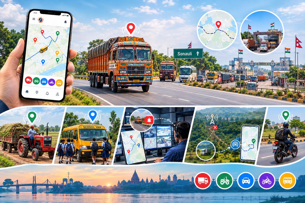 GPS tracking for vehicles in Maharajganj district, up to the Sonauli border with Nepal