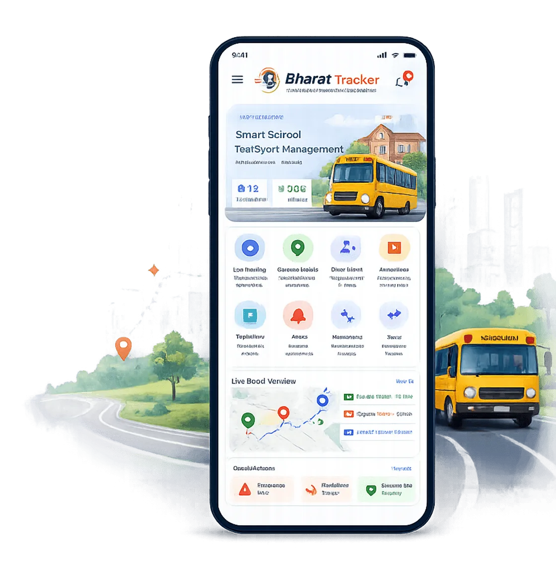 Bharat Tracker live vehicle tracking — trucks, buses and cars on one live map